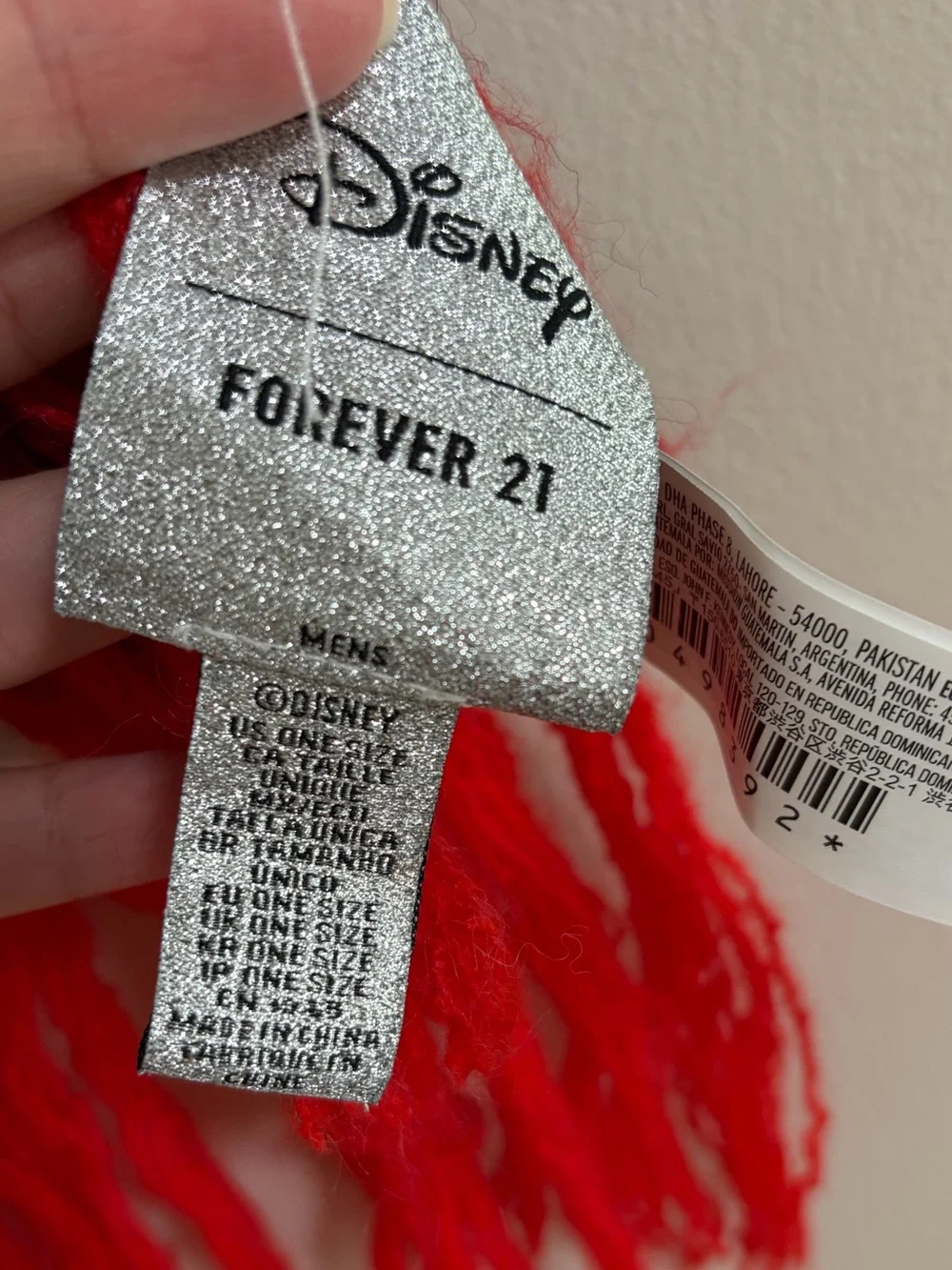 New Forever 21 x Disney Striped Mickey Mouse Scarf in Red, Black & White